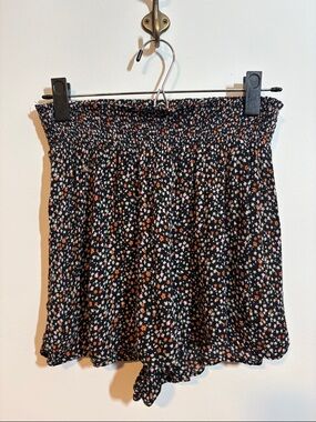 Urban Outfitters Flowy Shorts in Black with Orange and White Floral Print